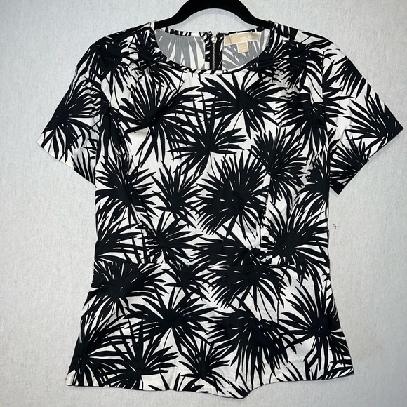 Black and white print Michael Kors peplum shirt size 4 - Picture 2 of 5